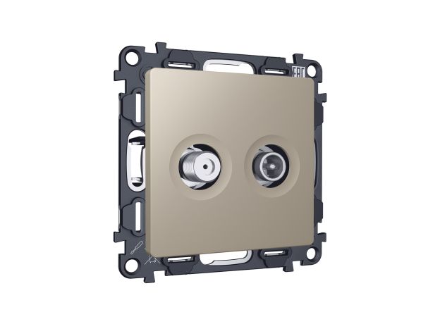 MA373310 Комплект механизма розетки TV оконечной + SAT 5-862MHz 3.5dB/950-2150MHz 3.5dB ALFA Серо-бежевый матовый QUANT (AP3733, VM217)