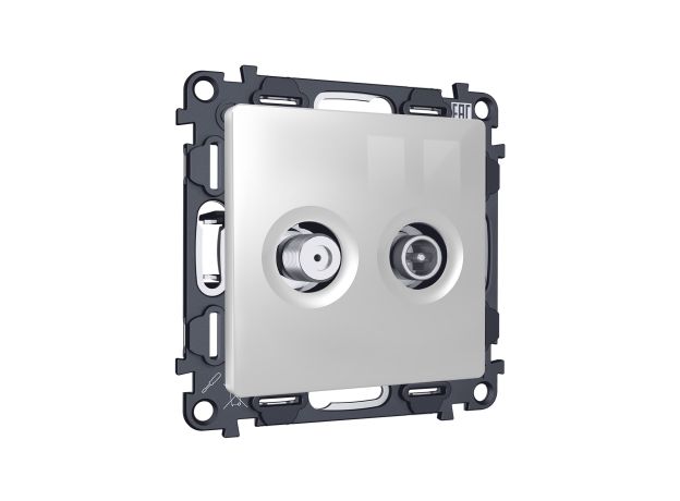MA413310 Комплект механизма розетки TV оконечной + SAT 5-862MHz 3.5dB/950-2150MHz 3.5dB ALFA Серебро глянец QUANT (AP4133, VM217)