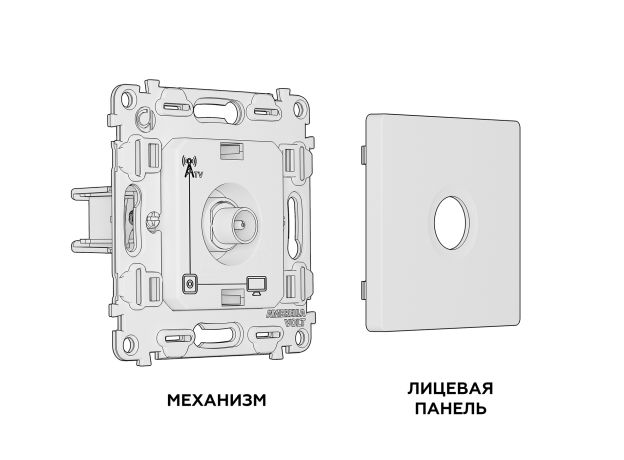 MA513010 Комплект механизма TV розетки оконечной ALFA Сталь матовый 50-870 MHz 1dB QUANT (AP5130, VM202)