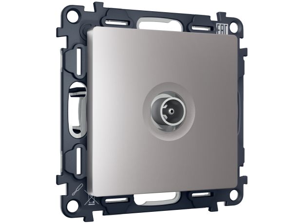 MA513030 Комплект механизма TV розетки проходной ALFA Сталь матовый 5-1000 MHz 4dB QUANT (AP5130, VM211)