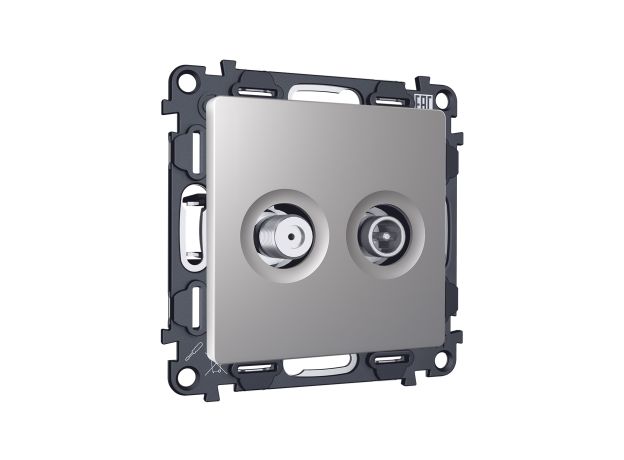 MA513310 Комплект механизма розетки TV оконечной + SAT 5-862MHz 3.5dB/950-2150MHz 3.5dB ALFA Сталь матовый QUANT (AP5133, VM217)