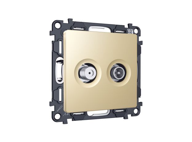 MA613310 Комплект механизма розетки TV оконечной + SAT 5-862MHz 3.5dB/950-2150MHz 3.5dB ALFA Шампань QUANT (AP6133, VM217)