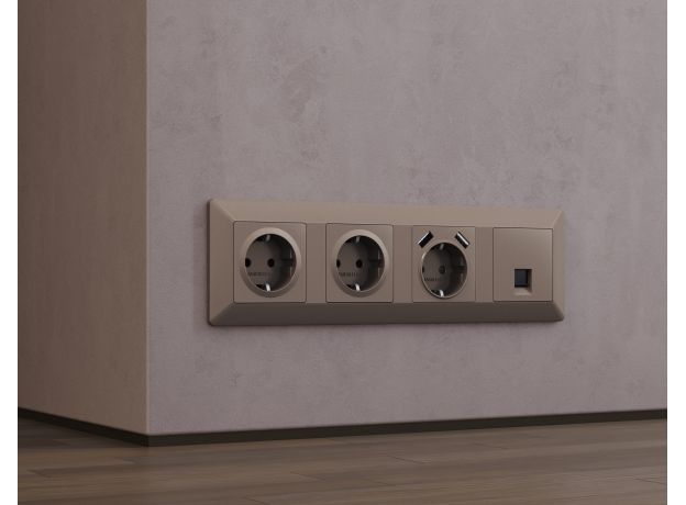 MA636010 Комплект механизма электрической розетки ALFA Темная бронза матовый с/з на винтовых зажимах QUANT (AP6360, VM141)