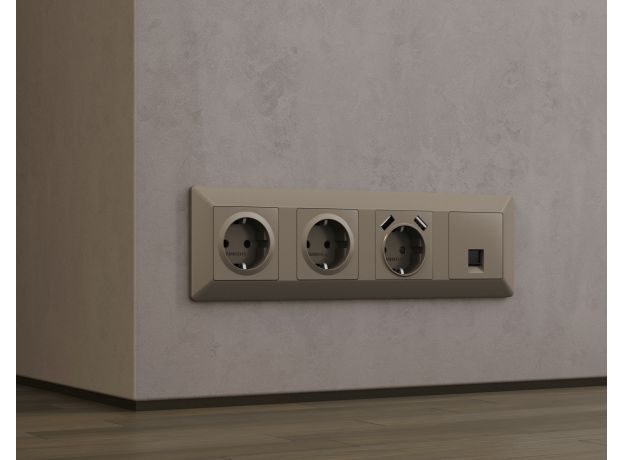MA639010 Комплект механизма электрической розетки ALFA Темная бронза матовый 2USB A+A 18W (быстрая зарядка) с/з QUANT (AP6390, VM155)