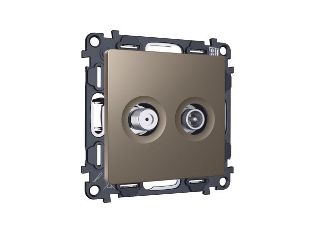 MA643310 Комплект механизма розетки TV оконечной + SAT 5-862MHz 3.5dB/950-2150MHz 3.5dB ALFA Темная бронза матовый QUANT (AP6433, VM217)