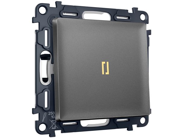 MA652030 Комплект механизма 1-кл проходного выключателя с подсветкой 3200K ALFA Антрацит серый QUANT (AP6520, VM105, G22Y)