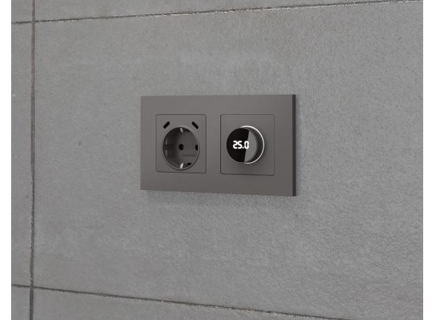 MA660510 Комплект механизма электрической розетки 2USB С+C 20W с/з на винтовых зажимах 16A-250V ALFA Антрацит серый QUANT (AP6605, VM165)