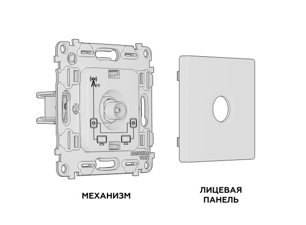 MA663030 Комплект механизма TV розетки проходной ALFA Антрацит серый 5-1000 MHz 4dB QUANT (AP6630, VM211)
