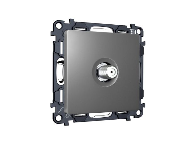 MA663050 Комплект механизма TV розетки SAT 5-2400MHz 3.5dB ALFA Антрацит серый QUANT (AP6630, VM215)