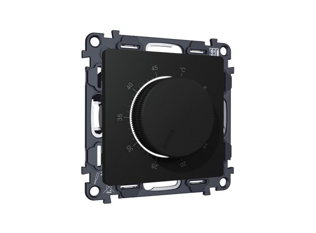 MA805710 Комплект механизма терморегулятора с датчиком для теплого пола с подсветкой 16A-250V ALFA Черный матовый QUANT (AP8057, VM1381)