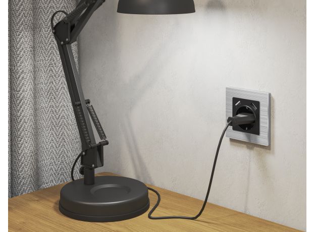 MA809010 Комплект механизма электрической розетки ALFA Черный матовый 2USB A+A 18W (быстрая зарядка) с/з QUANT (AP8090, VM155)