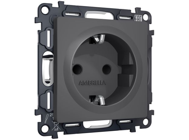 MA907010 Комплект механизма электрической розетки ALFA Графит мягкое касание с/з с шторками QUANT (AP9070, VM141)