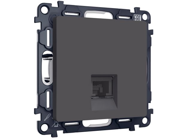 MA912030 Комплект механизма телефонной розетки ALFA Графит мягкое касание RJ-11(4P4C) с шторкой QUANT (AP9120, VM190)