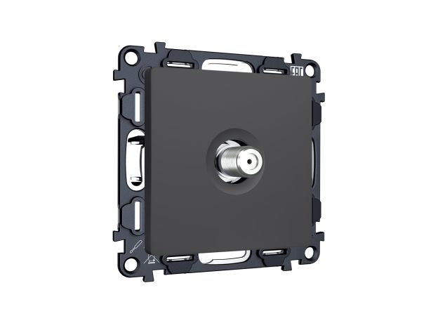 MA913050 Комплект механизм TV розетки SAT 5-2400MHz 3.5dB ALFA Графит мягкое касание QUANT (AP9130, VM215)