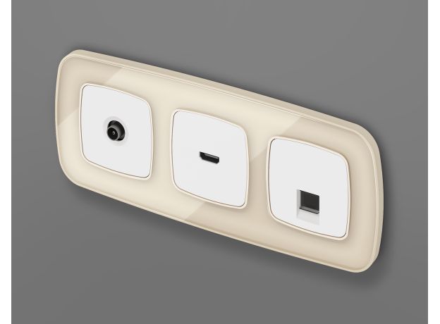 MO132005 Комплект механизма компьютерной розетки RJ-45 экранированной с автоматической защитной шторкой OMEGA Белый матовый QUANT (OP1320, VM185)