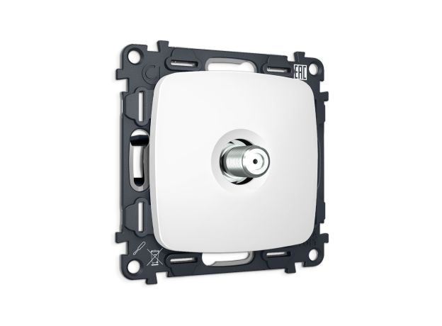 MO133050 Комплект механизма TV розетки SAT 5-2400MHz 3.5dB OMEGA Белый матовый QUANT (OP1330, VM215)