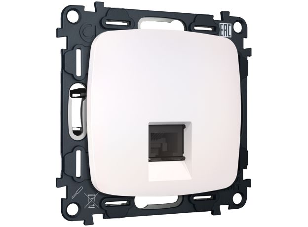 MO212005 Комплект механизма компьютерной розетки RJ-45 экранированной с автоматической защитной шторкой OMEGA Жемчуг QUANT (OP2120, VM185)