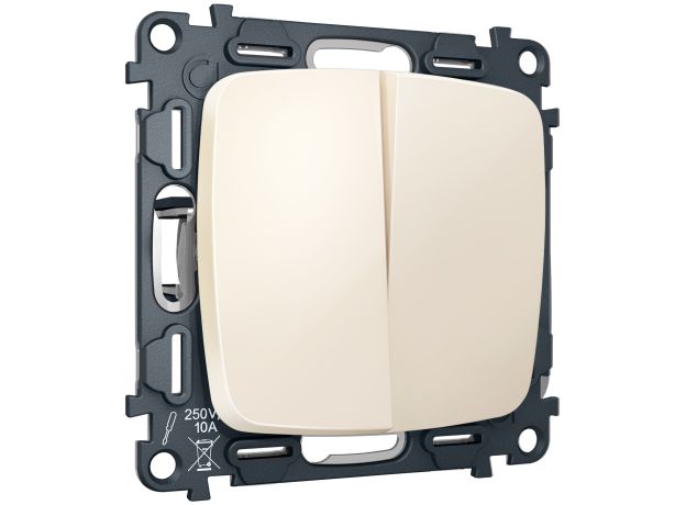 MO323030 Комплект механизма 2-клавишного перекрестного выключателя 10A-250V OMEGA Бежевый матовый QUANT (OP3230, VM125)