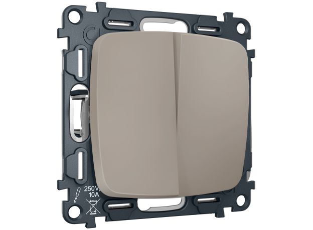 MO363030 Комплект механизма 2-клавишного перекрестного выключателя 10A-250V OMEGA Серо-бежевый матовый QUANT (OP3630, VM125)