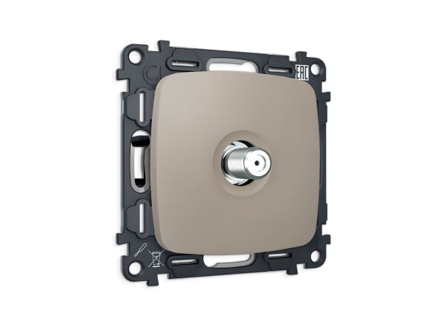 MO373050 Комплект механизма TV розетки SAT 5-2400MHz 3.5dB OMEGA Серо-бежевый матовый QUANT (OP3730, VM215)