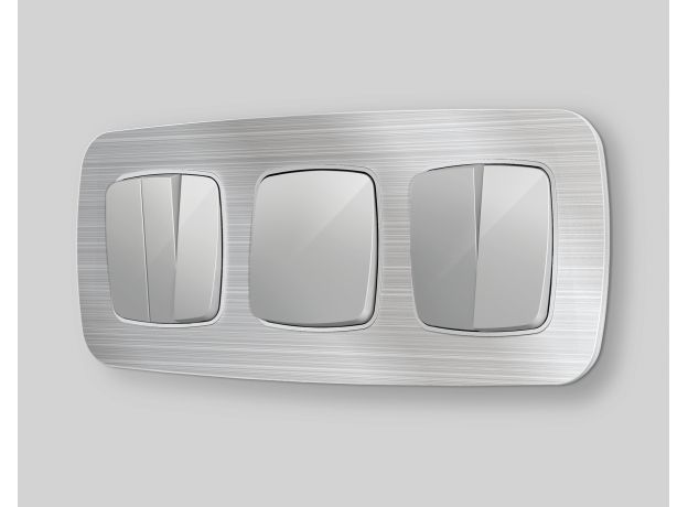 MO403030 Комплект механизма 2-клавишного перекрестного выключателя 10A-250V OMEGA Серебро глянец QUANT (OP4030, VM125)
