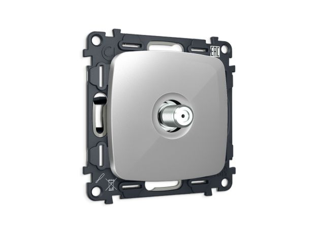 MO413050 Комплект механизма TV розетки SAT 5-2400MHz 3.5dB OMEGA Серебро глянец QUANT (OP4130, VM215)