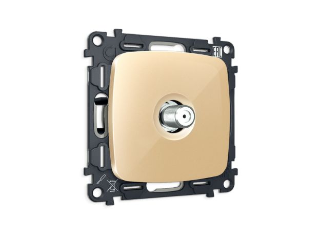 MO613050 Комплект механизма TV розетки SAT 5-2400MHz 3.5dB OMEGA Шампань QUANT (OP6130, VM215)