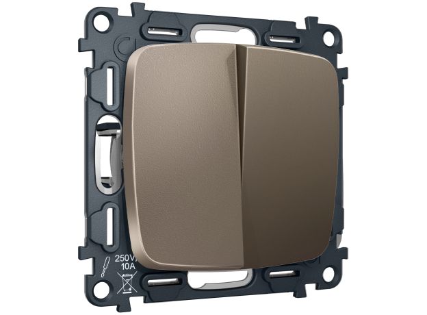 MO633030 Комплект механизма 2-клавишного перекрестного выключателя 10A-250V OMEGA Темная бронза матовый QUANT (OP6330, VM125)