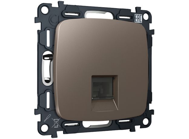 MO642005 Комплект мех-ма компьютерной розетки RJ-45 экранированной с автоматической защитной шторкой OMEGA Темная бронза матовый QUANT (OP6420, VM185)