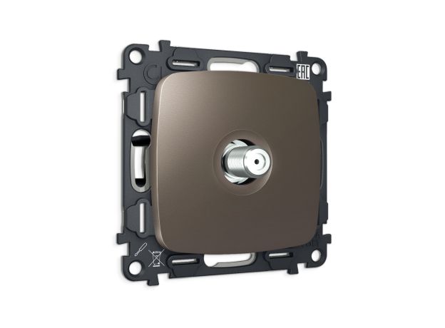 MO643050 Комплект механизма TV розетки SAT 5-2400MHz 3.5dB OMEGA Темная бронза матовый QUANT (OP6430, VM215)