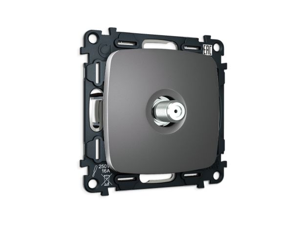 MO663050 Комплект механизма TV розетки SAT 5-2400MHz 3.5dB OMEGA Антрацит серый QUANT (OP6630, VM215)
