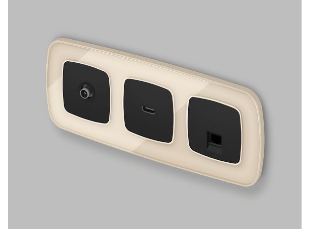 MO812005 Комплект механизма компьютерной розетки RJ-45 экранированной с автоматической защитной шторкой OMEGA Черный матовый QUANT (OP8120, VM185)