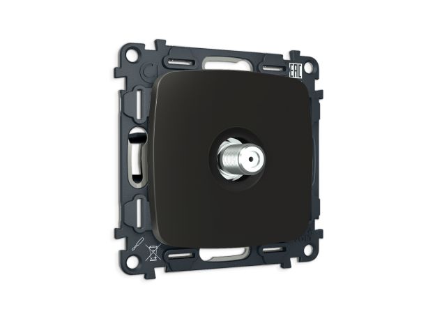 MO813050 Комплект механизма TV розетки SAT 5-2400MHz 3.5dB OMEGA Черный матовый QUANT (OP8130, VM215)