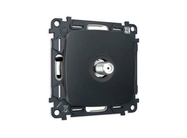 MO913050 Комплект механизма TV розетки SAT 5-2400MHz 3.5dB OMEGA Графит Мягкое касание QUANT (OP9130, VM215)