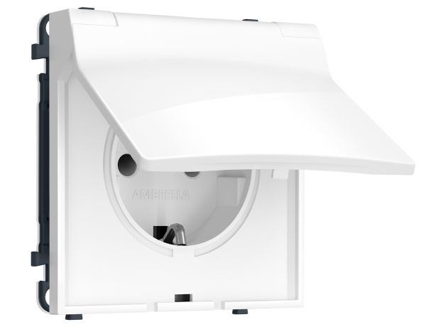 MS108010 Комплект механизма электрической розетки SIGMA Белый глянец 50Hz 2P+E с/з с/ш и крышкой IP44 16A-250V QUANT PRO (SP1080, PR141)