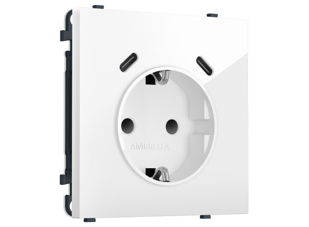 MS110510 Комплект механизма электрической розетки SIGMA Белый глянец 2USB С+C 20W (быст. зар.) с/з с/ш 16A-250V QUANT PRO (SP1105, PR165)