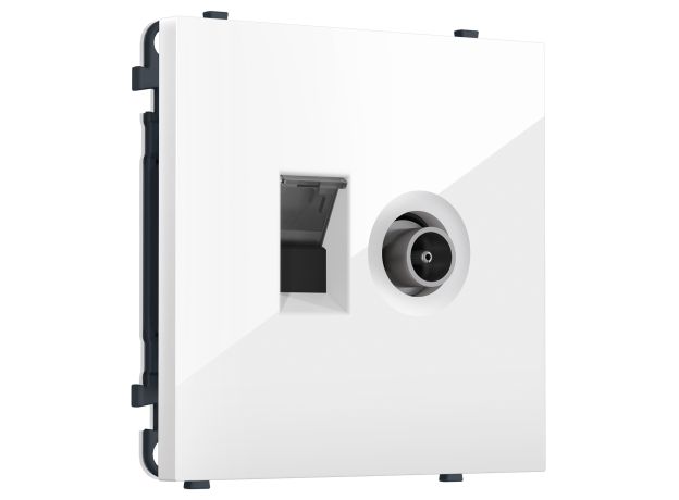 MS112510 Комплект механизма розетки компьютерной + TV оконечной SIGMA Белый глянец RJ-45 (8P8C) CAT6/50-870MHz 1dB с/ш QUANT PRO (SP1125, PR195)