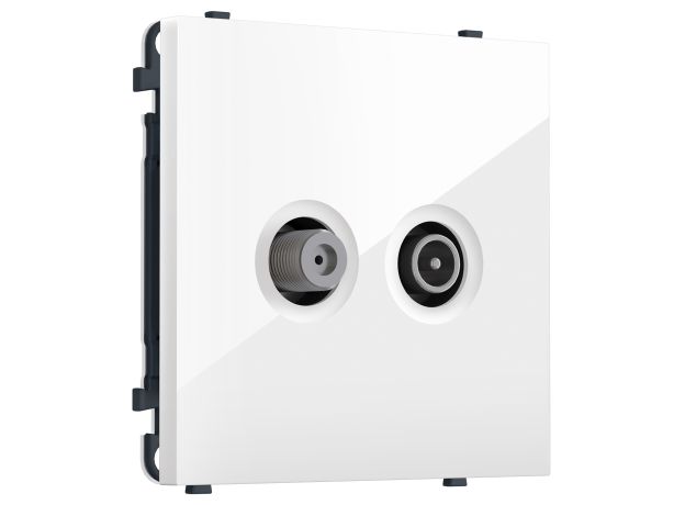 MS113310 Комплект механизма розетки TV оконечной + SAT SIGMA Белый глянец 5-862MHz 3.5dB/950-2150MHz 3.8dB QUANT PRO (SP1133, PR217)