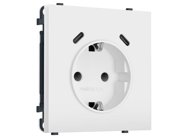 MS130510 Комплект механизма электрической розетки SIGMA Белый матовый 2USB С+C 20W (быст. зар.) с/з с/ш 16A-250V QUANT PRO (SP1305, PR165)