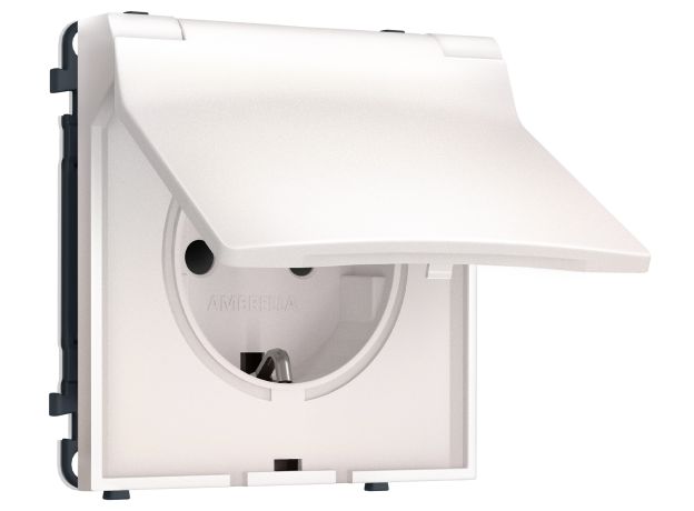 MS208010 Комплект механизма электрической розетки SIGMA Жемчуг 50Hz 2P+E с/з с/ш и крышкой IP44 16A-250V QUANT PRO (SP2080, PR141)