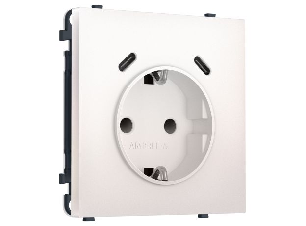 MS210510 Комплект механизма электрической розетки SIGMA Жемчуг 2USB С+C 20W (быст. зар.) с/з с/ш 16A-250V QUANT PRO (SP2105, PR165)