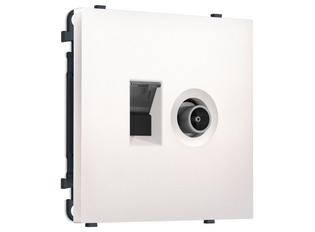 MS212510 Комплект механизма розетки компьютерной + TV оконечной SIGMA Жемчуг RJ-45 (8P8C) CAT6/50-870MHz 1dB с/ш QUANT PRO (SP2125, PR195)