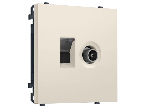 MS332510 Комплект механизма розетки компьютерной + TV оконечной SIGMA Бежевый матовый RJ-45 (8P8C) CAT6/50-870MHz 1dB с/ш QUANT PRO (SP3325, PR195)