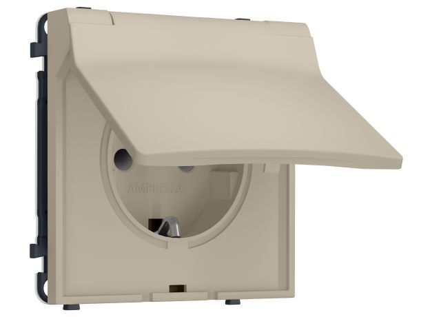 MS348010 Комплект механизма электрической розетки SIGMA Кашемир 50Hz 2P+E с/з с/ш и крышкой IP44 16A-250V QUANT PRO (SP3480, PR141)