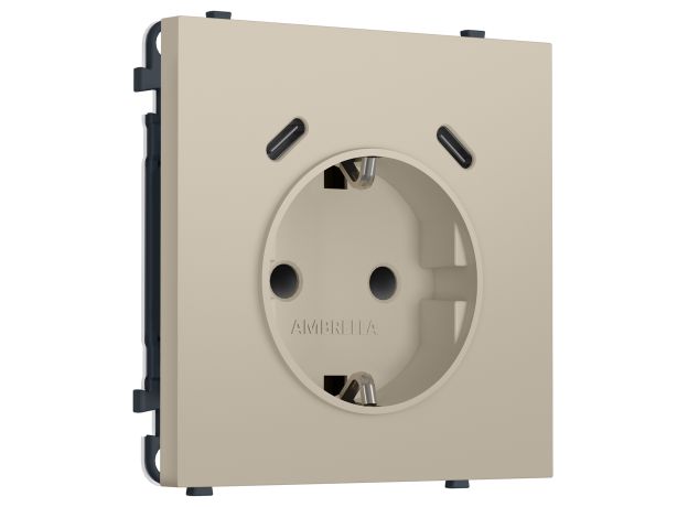 MS350510 Комплект механизма электрической розетки SIGMA Кашемир 2USB С+C 20W (быст. зар.) с/з с/ш 16A-250V QUANT PRO (SP3505, PR165)