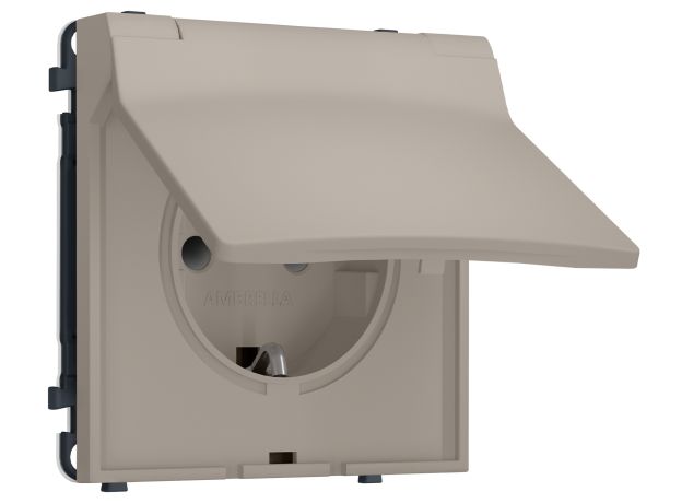 MS368010 Комплект механизма электрической розетки SIGMA Серо-бежевый матовый 50Hz 2P+E с/з с/ш и крышкой IP44 16A-250V QUANT PRO (SP3680, PR141)