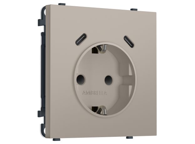 MS370510 Комплект механизма электрической розетки SIGMA Серо-бежевый матовый 2USB С+C 20W (быст. зар.) с/з с/ш 16A-250V QUANT PRO (SP3705, PR165)