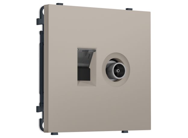 MS372510 Комплект механизма розетки компьютерной + TV оконечной SIGMA Серо-бежевый матовый RJ-45 CAT6/50-870MHz 1dB с/ш QUANT PRO (SP3725, PR195)