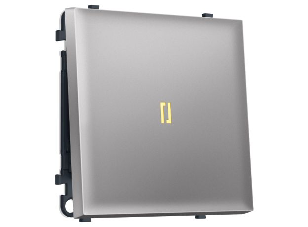 MS502010 Комплект механизма 1-кл выключателя с подсветкой 3200K SIGMA Сталь матовый 10A-250V QUANT PRO (SP5020, PR101, G11Y)