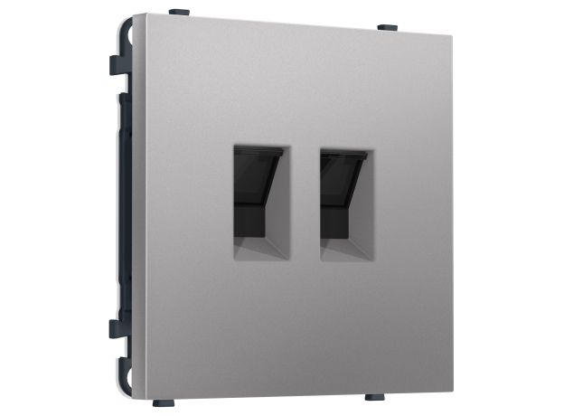 MS512110 Комплект механизма компьютерной двойной розетки SIGMA Сталь матовый RJ-45 (8P8C) CAT6 с/ш QUANT PRO (SP5121, PR189)